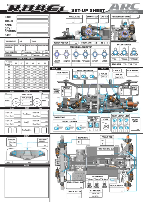 ARC R8.4EL Setup Sheet Blank