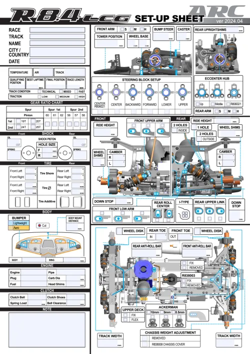 ARC R8.4LCG Setup Sheet Editable