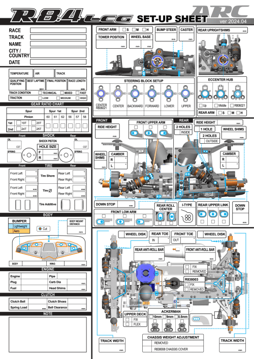ARC R8.4LCG Setup Sheet Blank