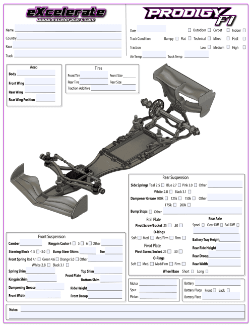 eXcelerate Prodigy F1 Setup Sheet Editable
