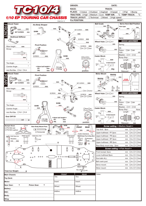 Axon TC10-4 Setup Sheet Blank