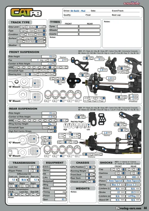 Schumacher CAT PB Setup Sheet Mod
