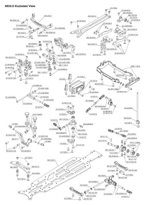 Yokomo MD3-0 Exploded View