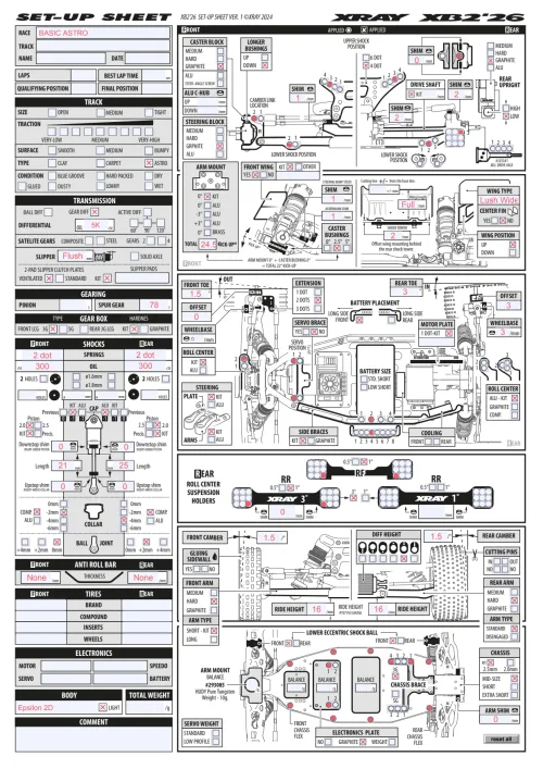 XRAY XB2 26 Setup Sheet Astro