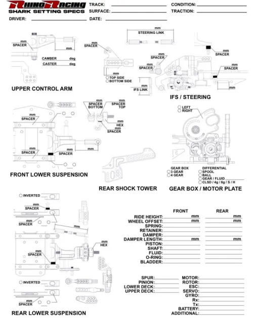 Rhino Racing Shark Conversion Kit Setup Sheet Blank