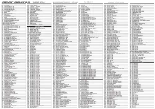 XRAY XB8 26 Parts List