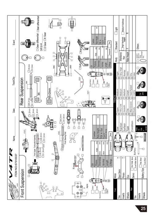 PR Racing S1V4TR Setup Sheet Blank